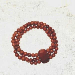 Red Jasper Multi-Strand Natural Gemstone Beaded  Stretch Bracelet